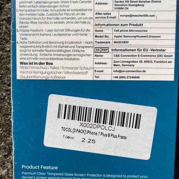 Tocol i Phone 7 Plus/8 Plus Tempered Glass Screen Protector 3 Pack - Picture 6 of 7